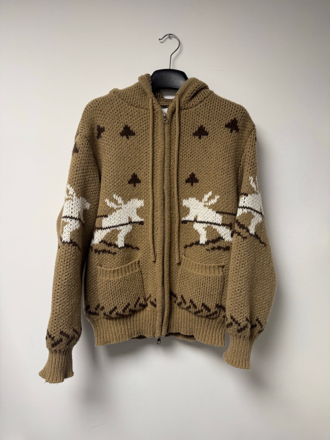 빈티지 패턴 코위찬 후드 노르딕 니트 집업 가디건 F 상품이미지1