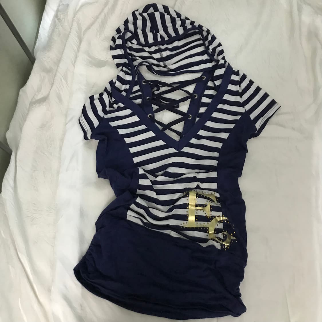 EGOIST 에고이스트 갸루 백 코르셋 셔링 반팔 후디 상품이미지4