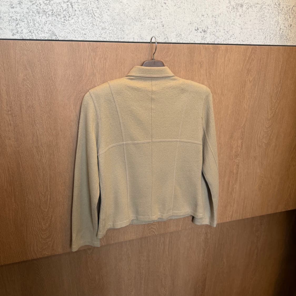 빈티지 울 카라 자켓 히든 버튼업 디테일 레귤러핏 베이지 상품이미지2