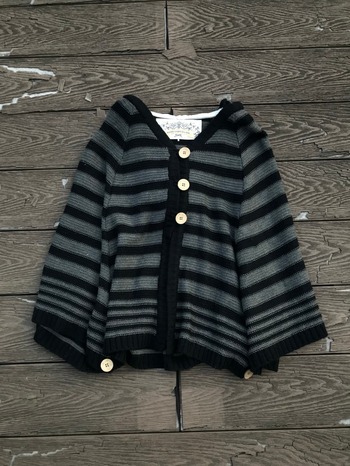 Striped Hooded Knit Cape 상품이미지2