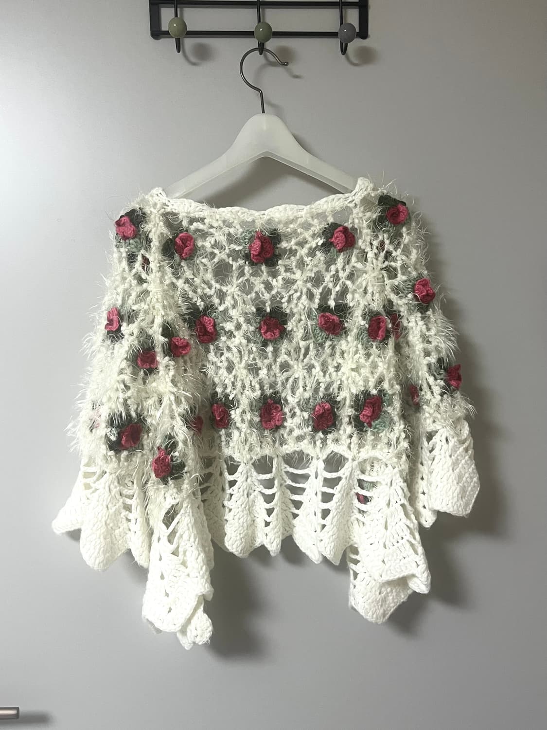 장미 니트 모티브 짜임 앙고라 숄가디건 상품이미지2