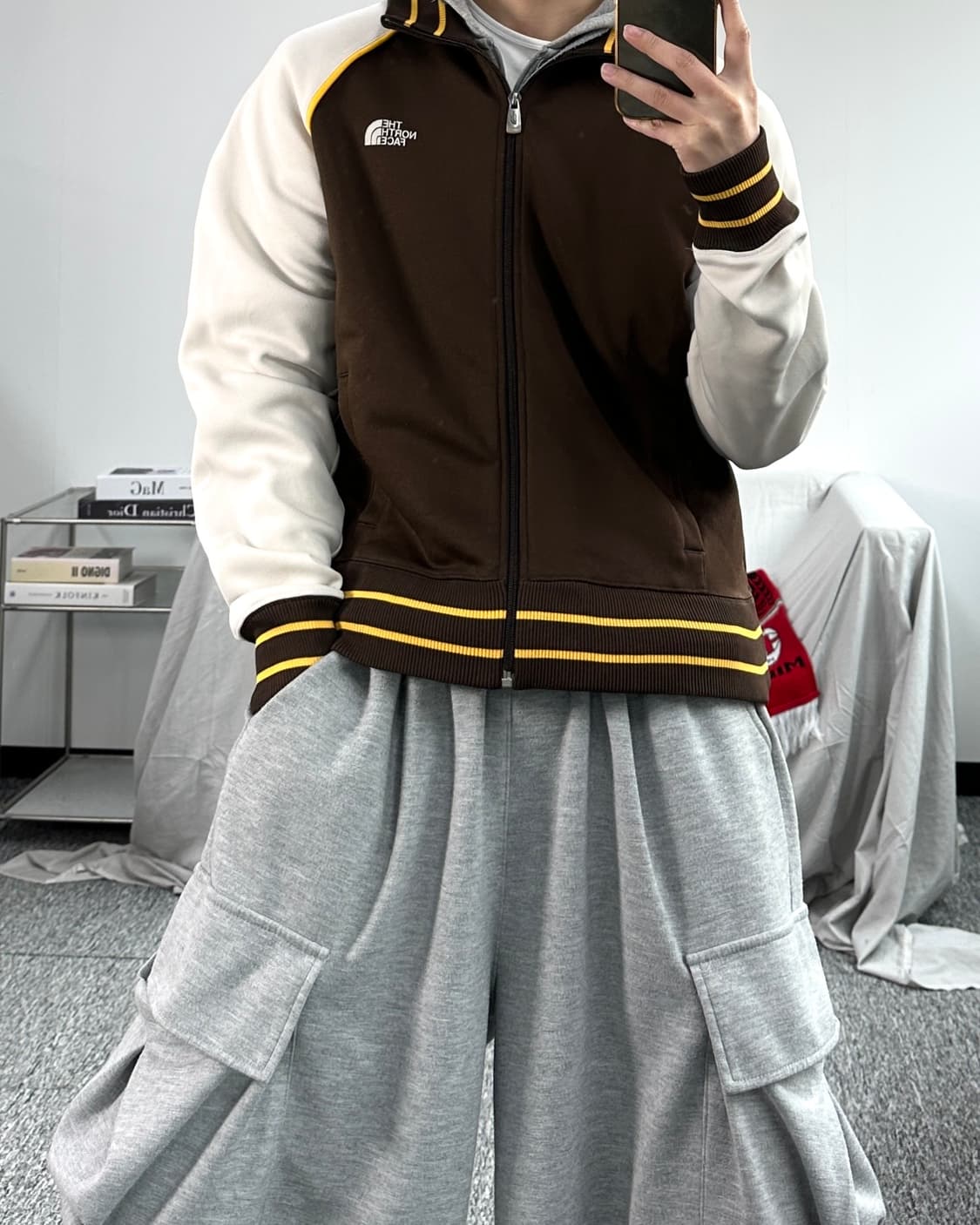 노스페이스 브라운 배색 트랙탑 져지 XL 상품이미지3