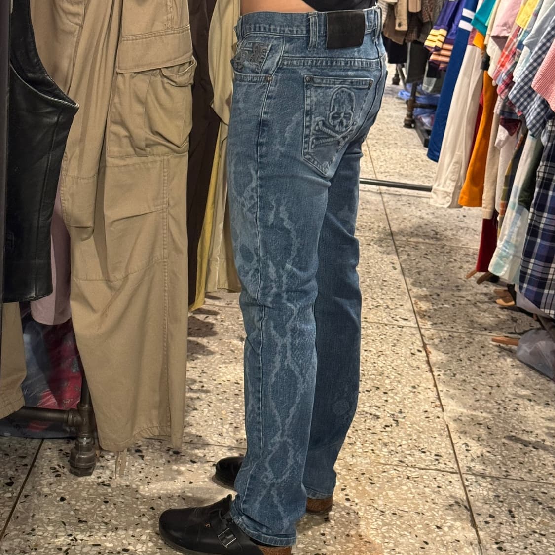 vintage 빈티지 뱀피 해골 스트레이트 진 상품이미지1