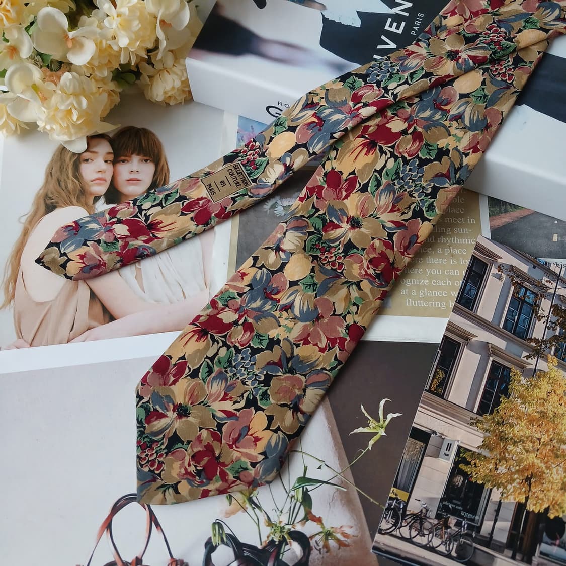 지방시 실크 브라운 플로럴 패턴 넥타이 9.6cm A등급 A19618
 상품이미지4