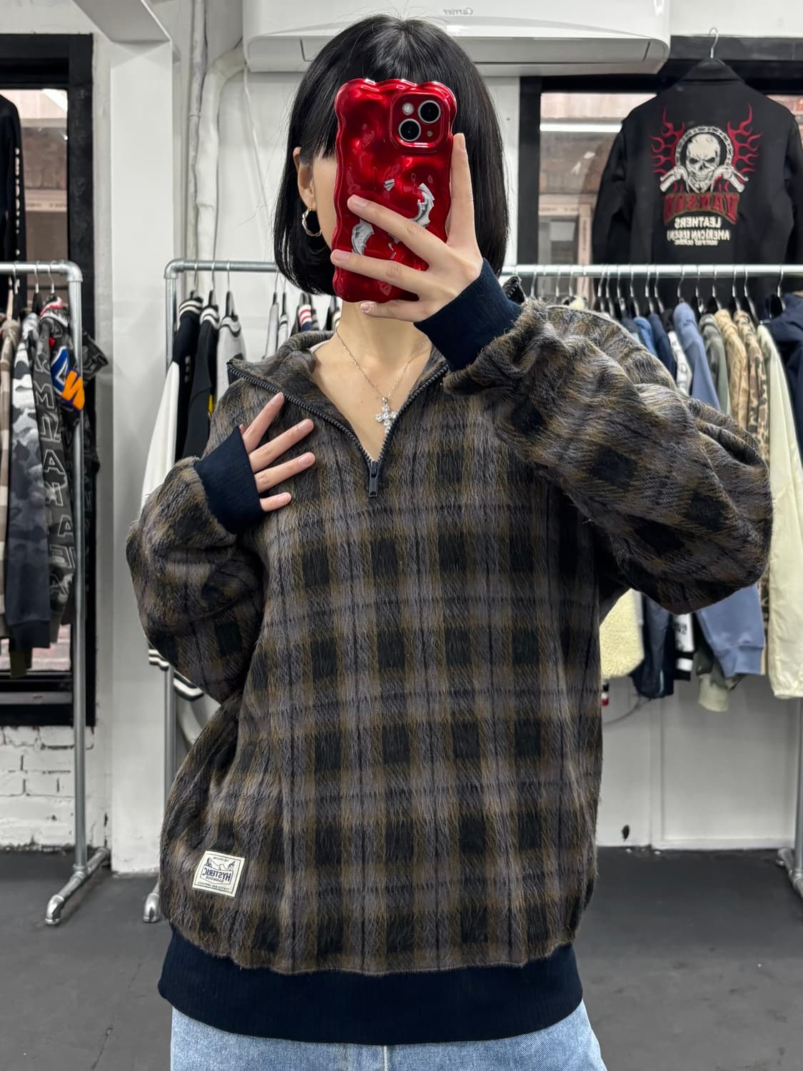 히스테릭 글래머 체크패턴 울 하프집업  상품이미지2