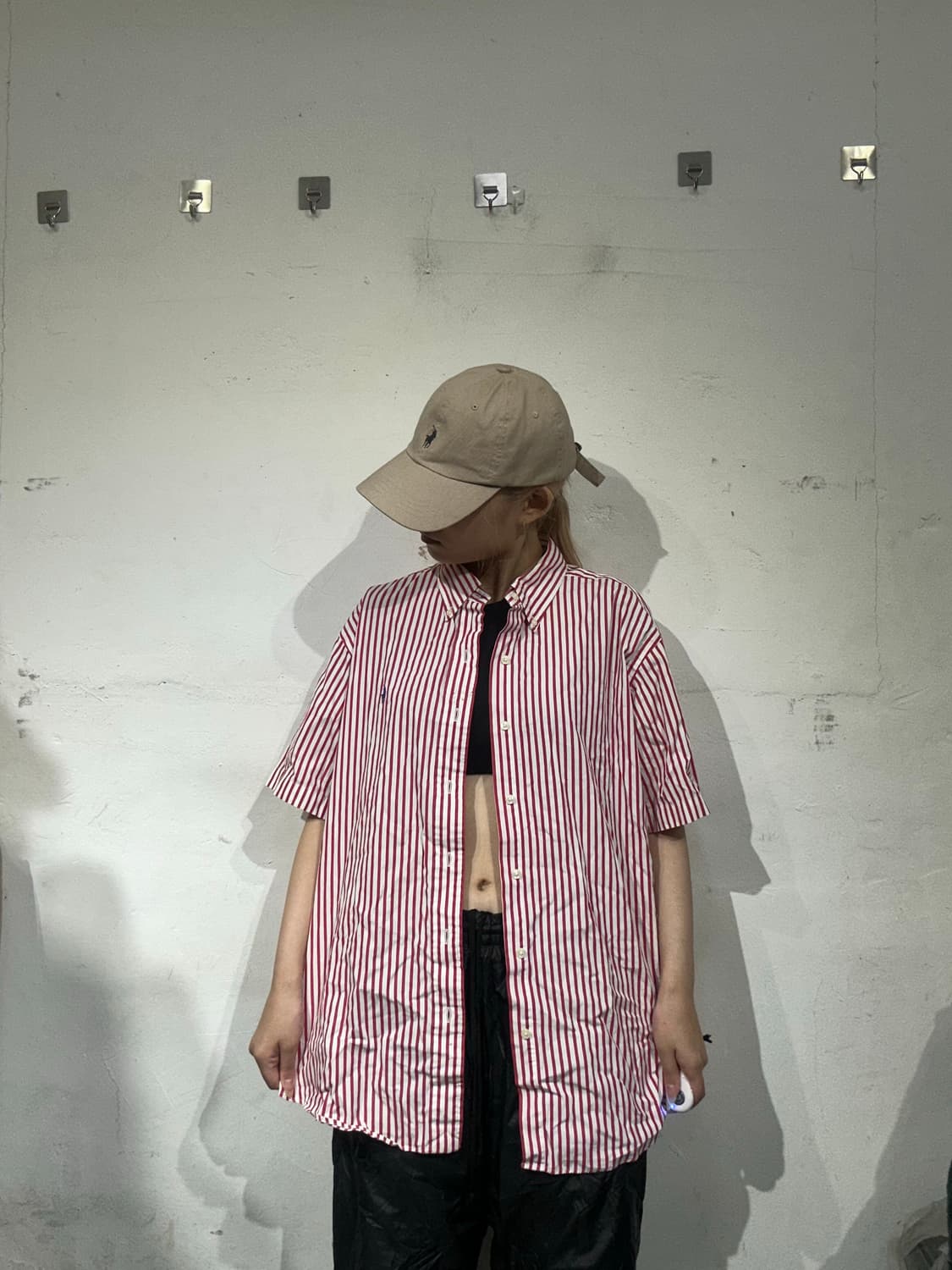 폴로 레드 스트라이프 커스텀 하프 셔츠 L 상품이미지2