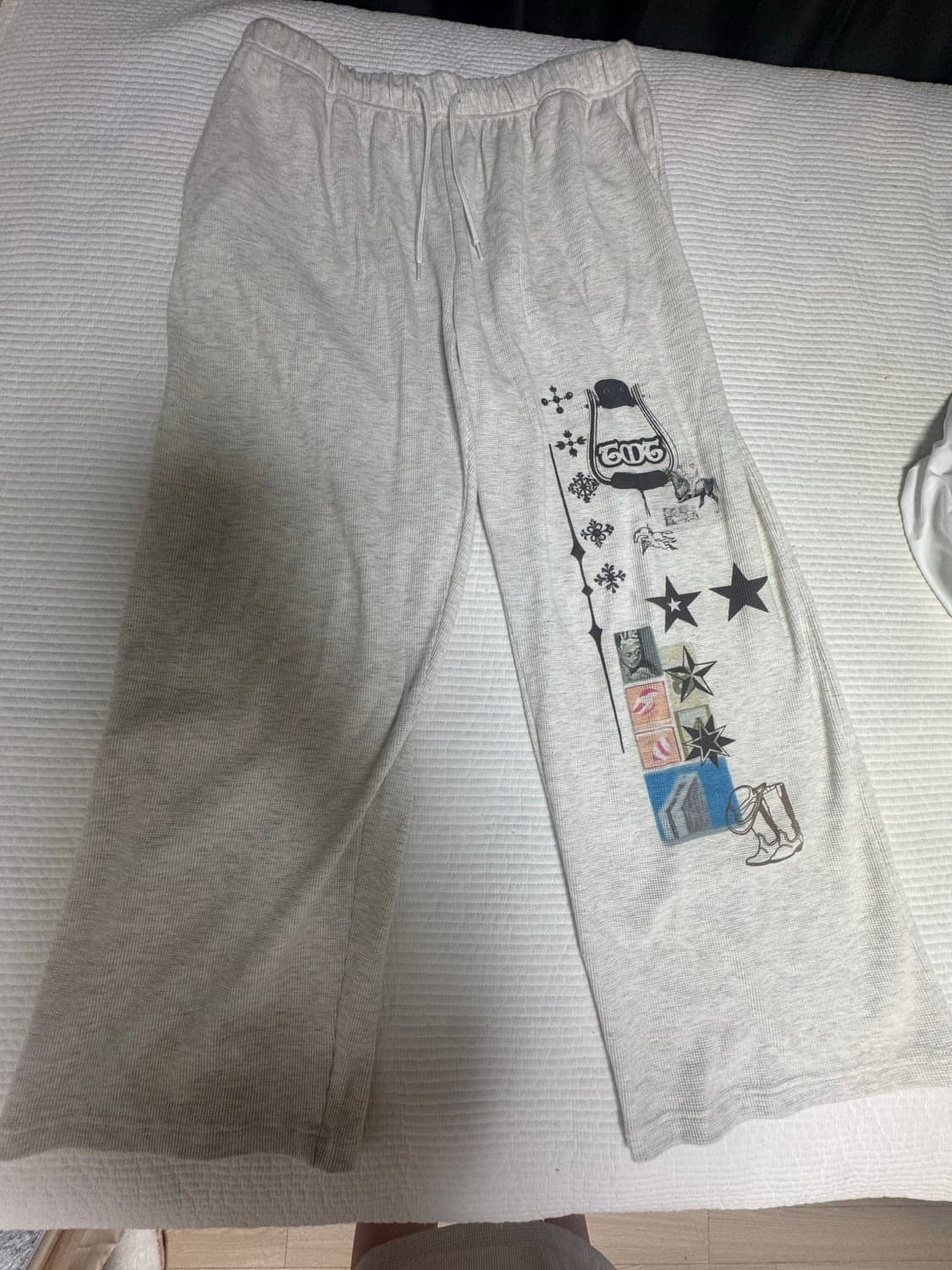 TMT printed waffle pants ivory 상품이미지5