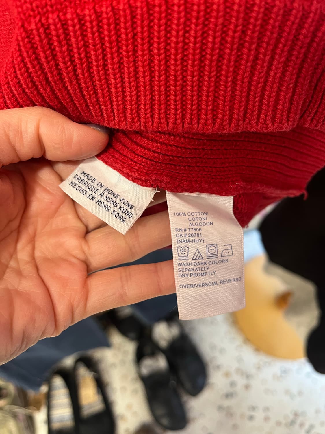 타미힐피거 레드 브이넥니트 상품이미지4