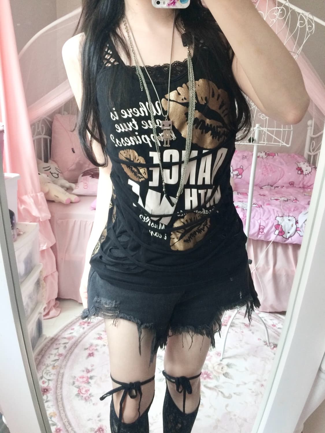 Vintage Grunge Rock Mesh Tiered sleevele 상품이미지5