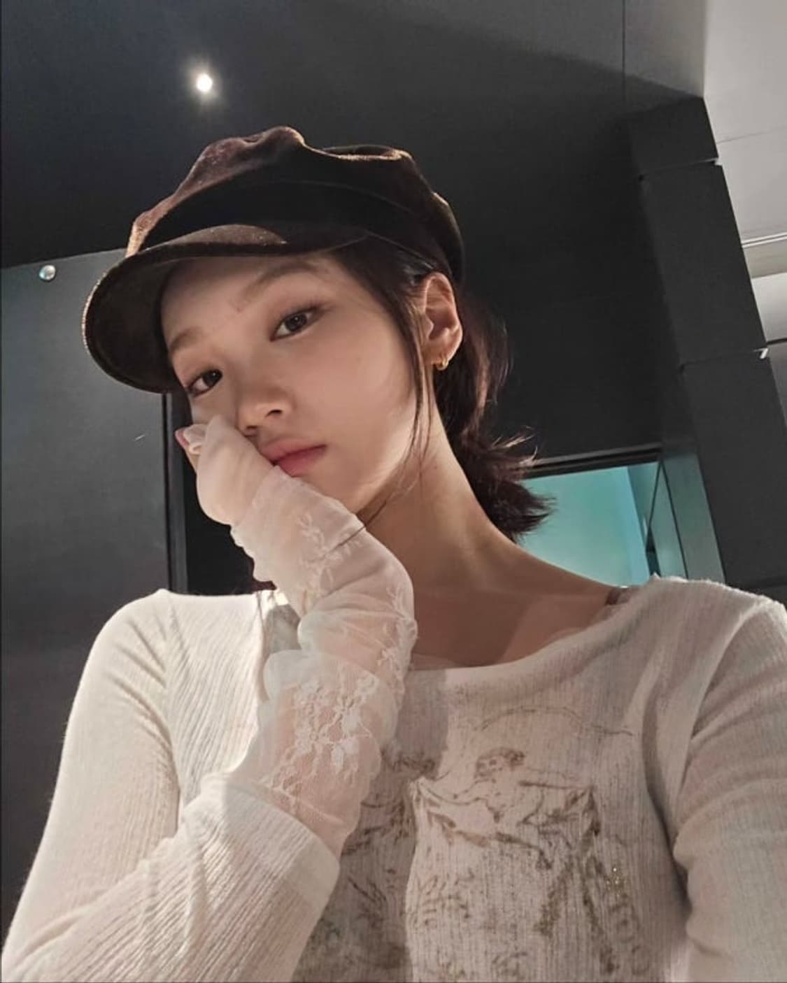 스컬프터 레이스 레이어드티 핑크 L 상품이미지2