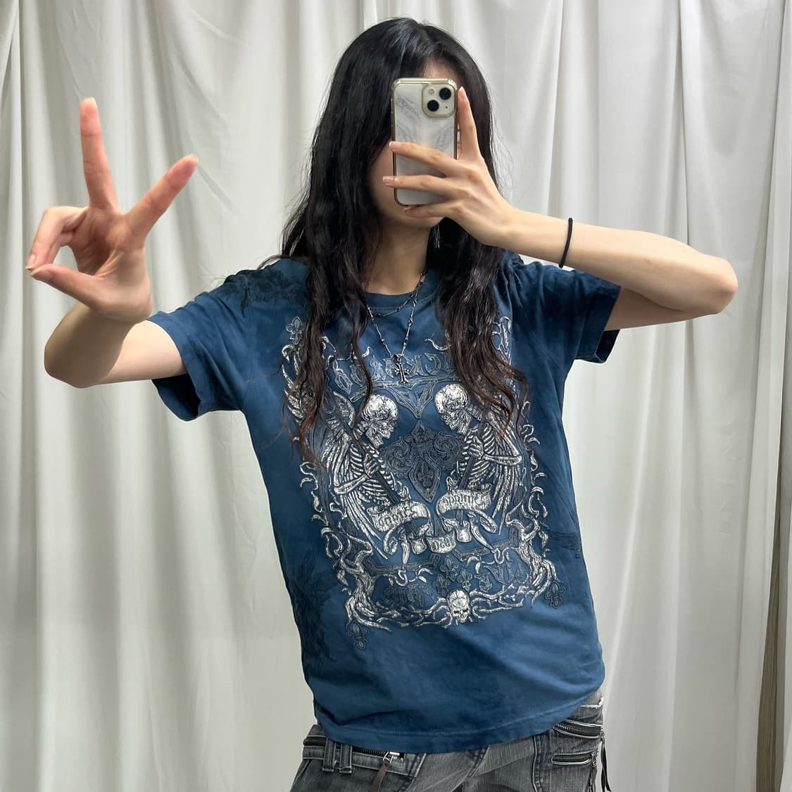 Buckaroo indigo blue skull T-shirts 상품이미지2