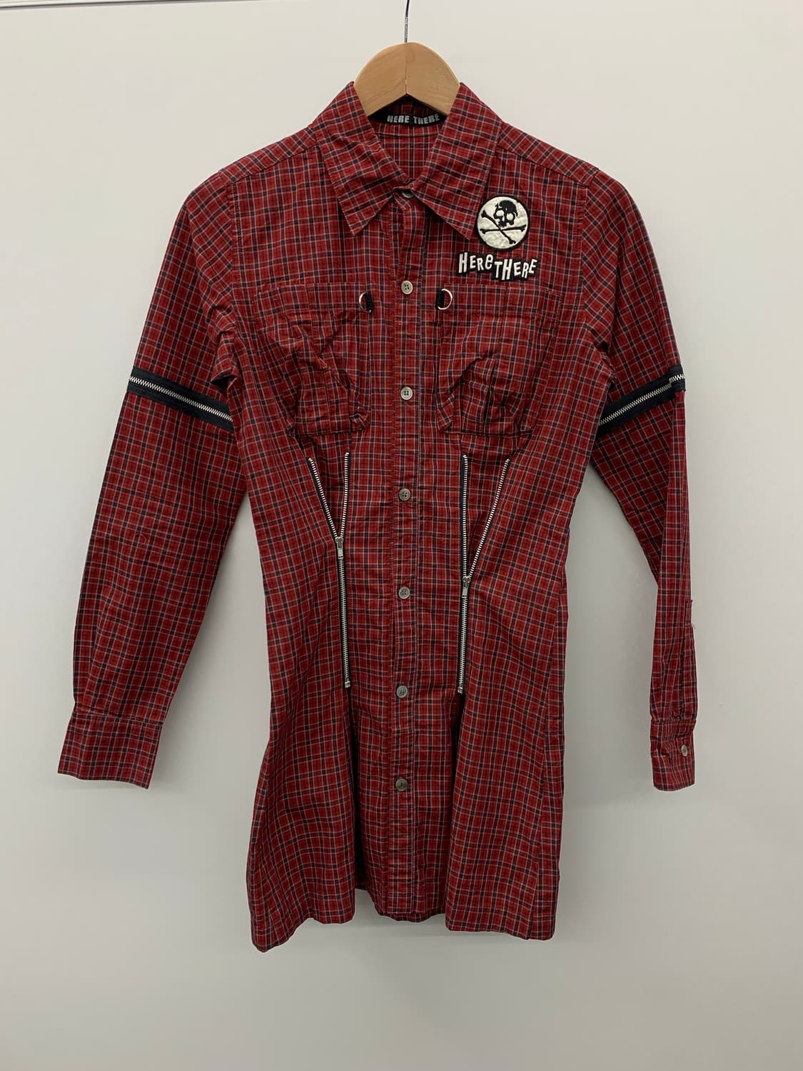 Here there 고스 펑크 본디지 타탄 체크 셔츠 상품이미지4