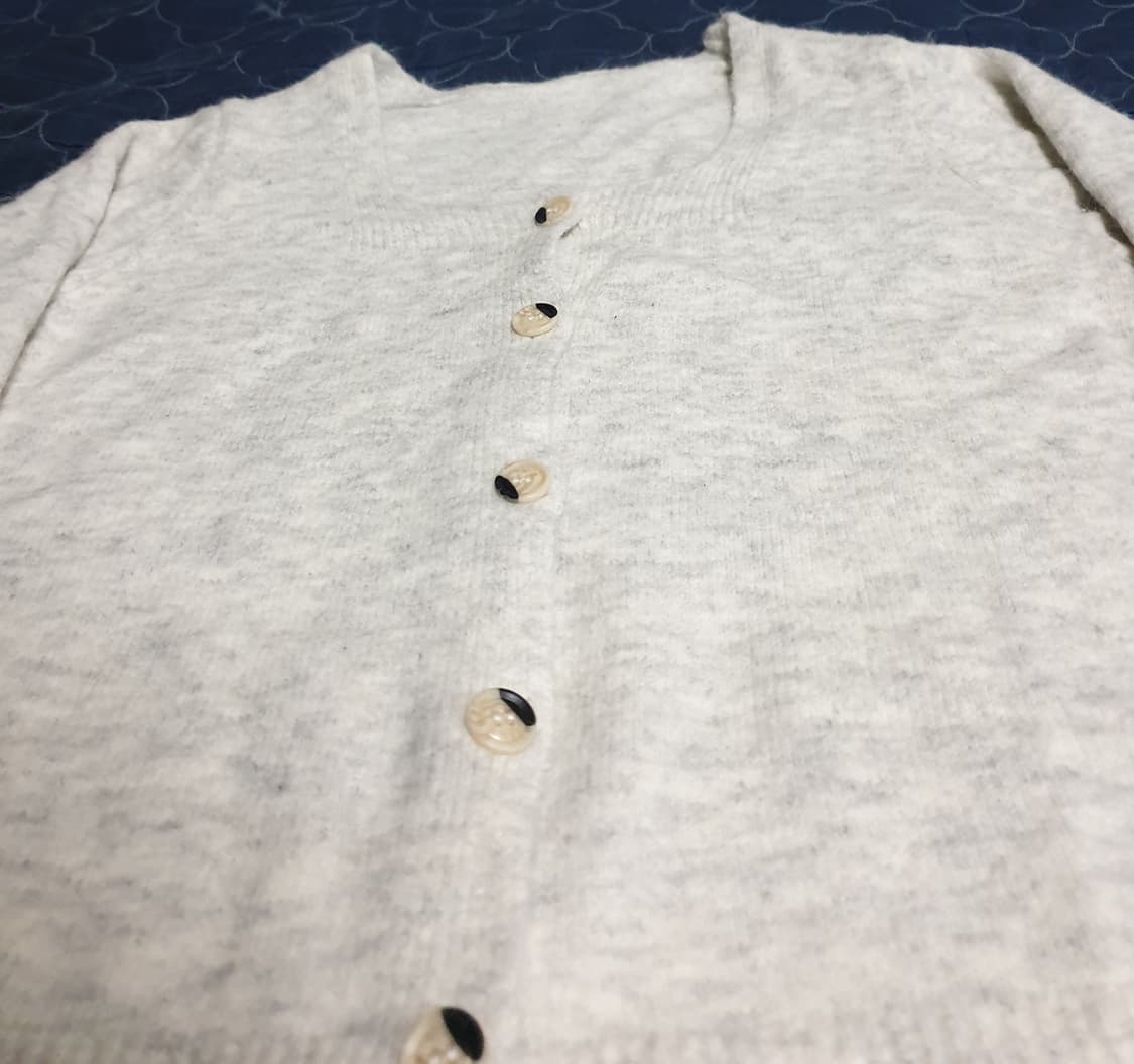 크롭 울100% 니트 가디건 멜란지 (M) 상품이미지2