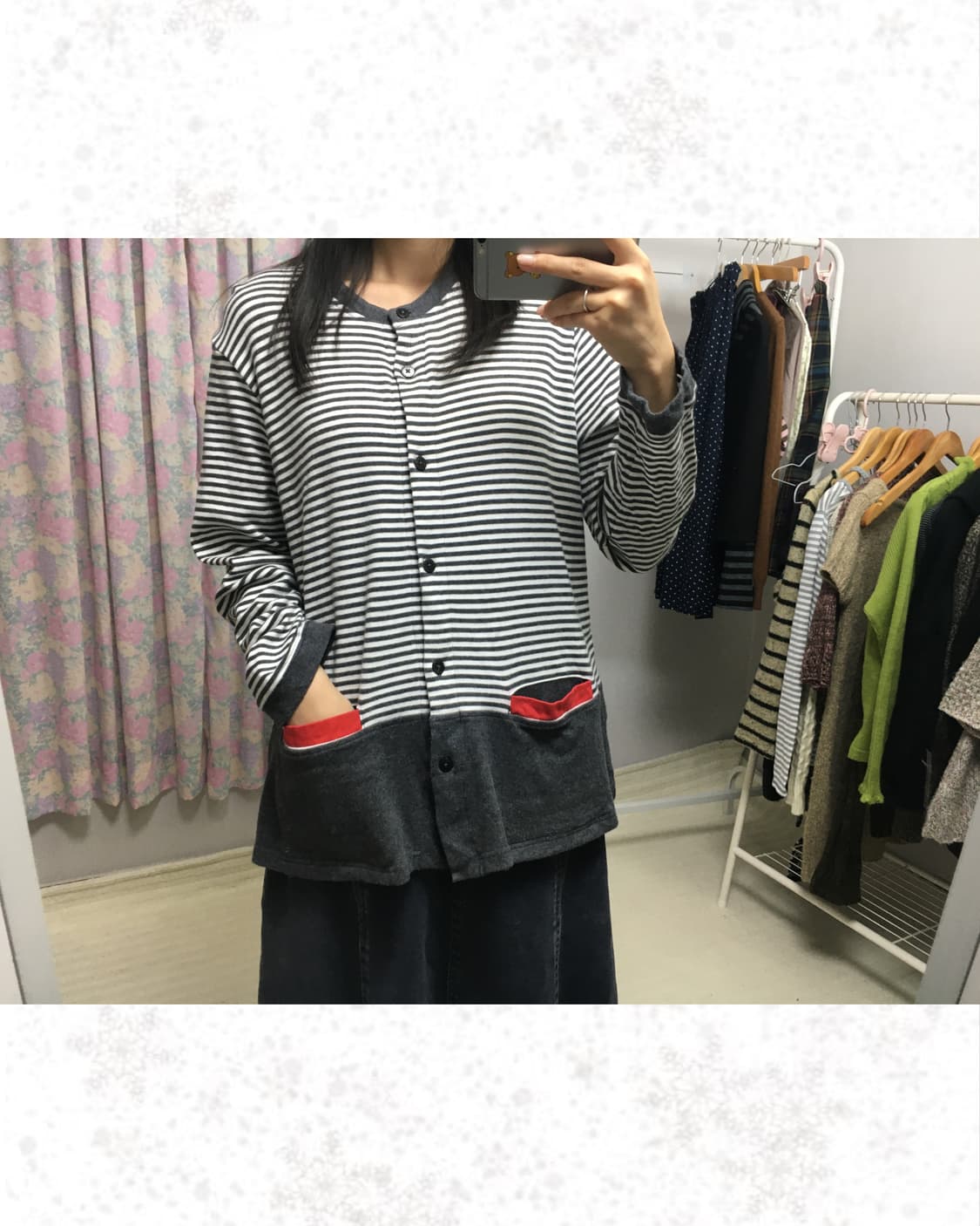 그레이 스트라이프 포켓 티셔츠 상품이미지2