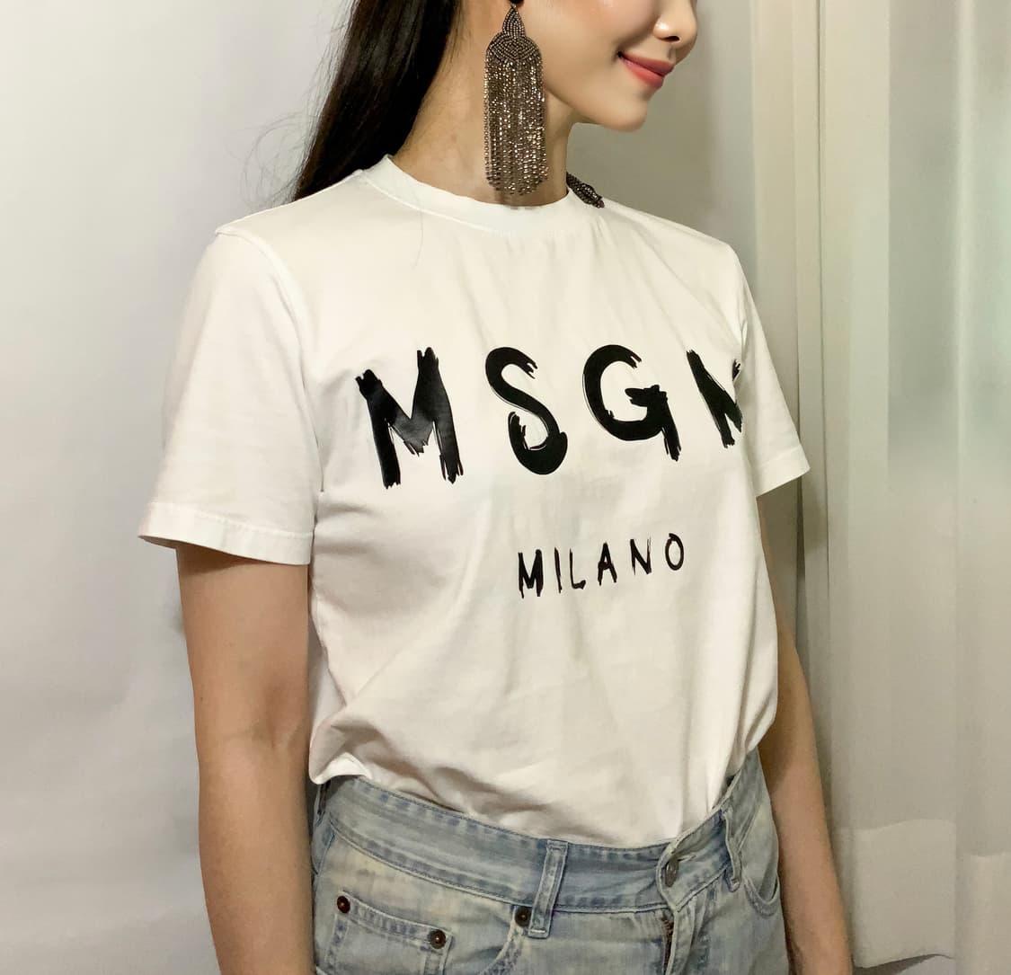 MSGM 로고 프린트 반팔 면 티셔츠 (S) & 태슬 이어링 set 상품이미지2