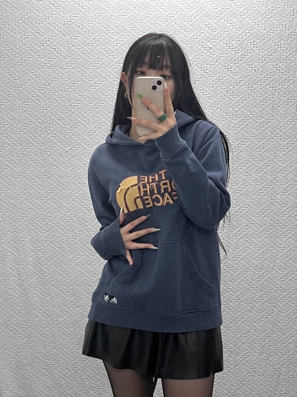 노스페이스 올드스쿨 그런지 딥블루 기모 후드티 100 C09225 상품이미지1