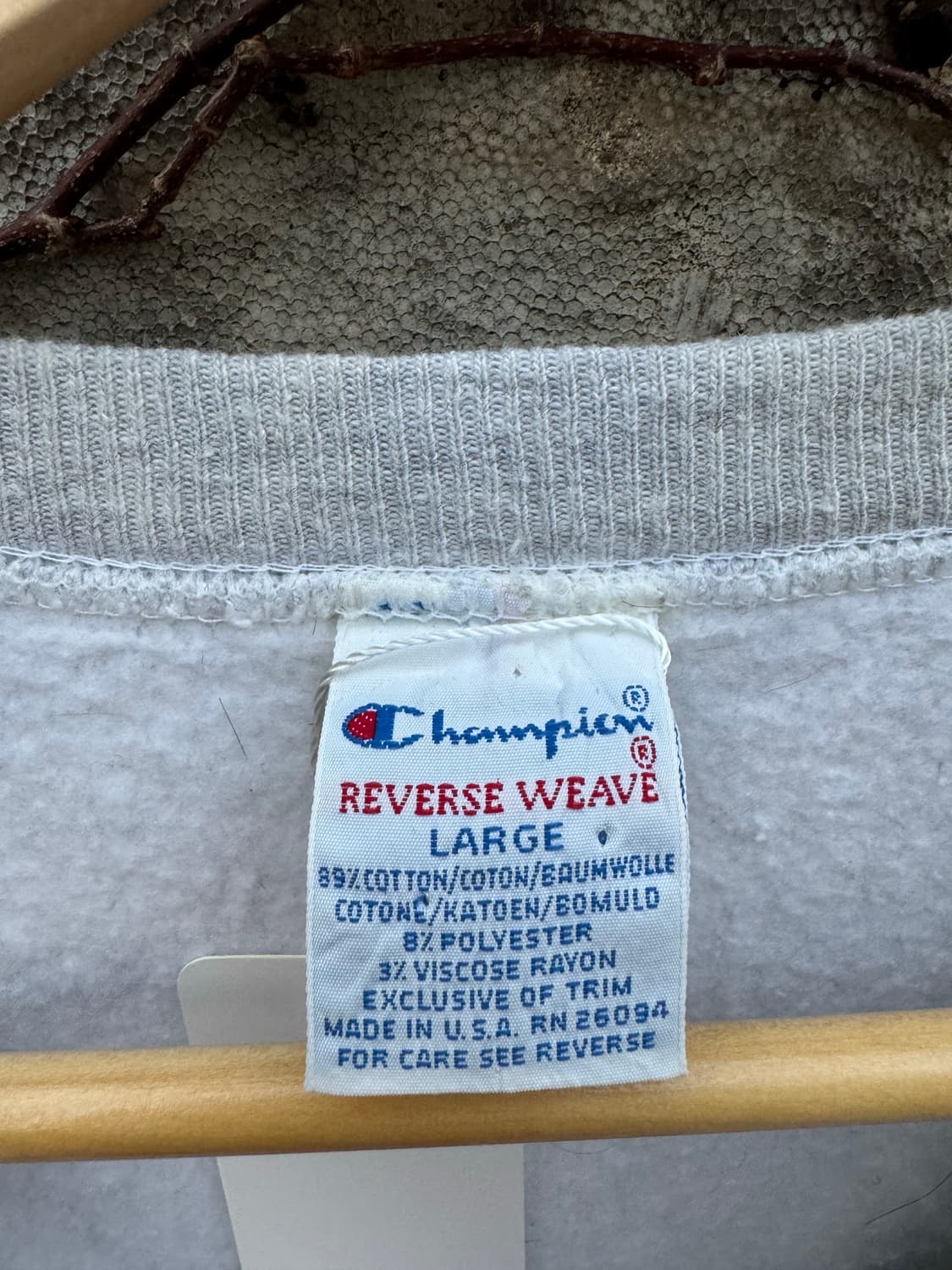 90s 챔피언 빈티지 리버스위브 자수로고 플레인 스웻 셔츠 맨투맨 회색 상품이미지5