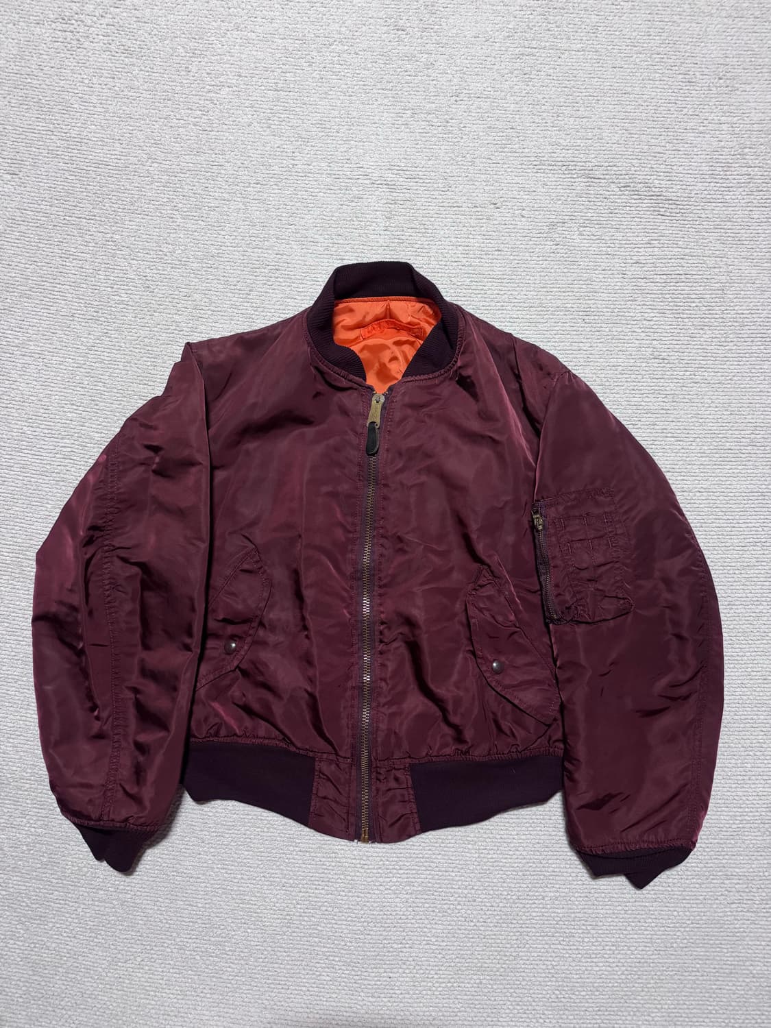 80s USA made 알파인더스트리 MA-1 버건디 M 상품이미지1