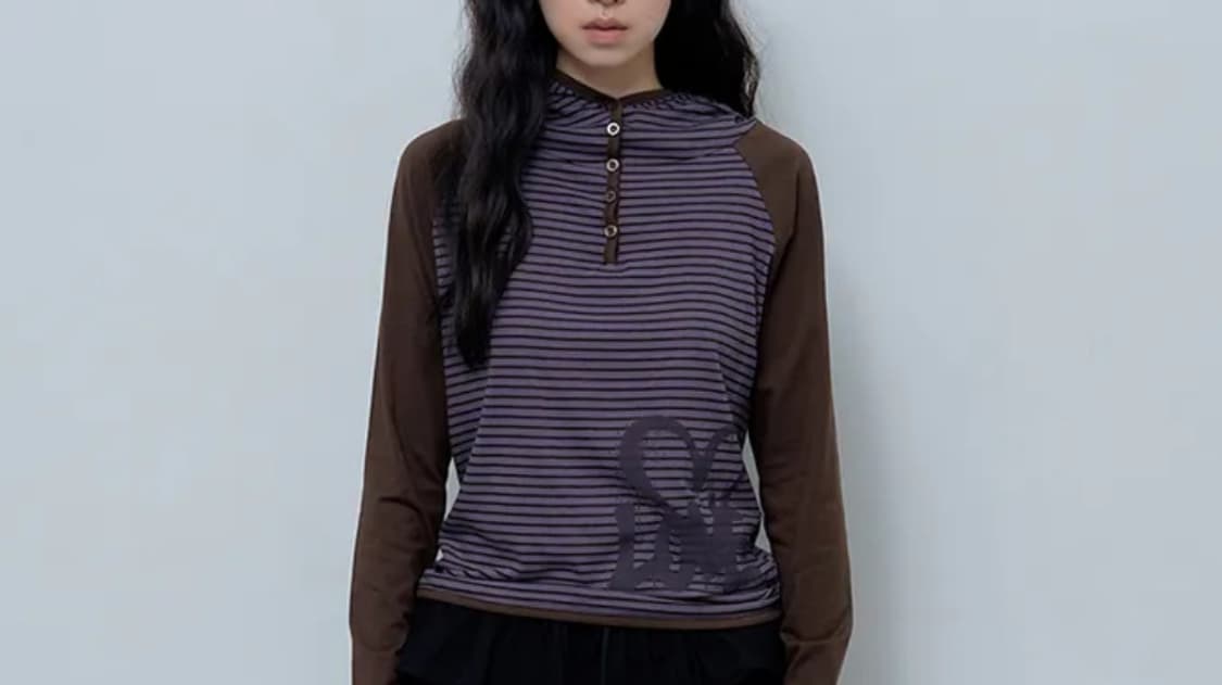 팬시클럽 러브 스트라이프 후드 (PURPLE) 상품이미지3