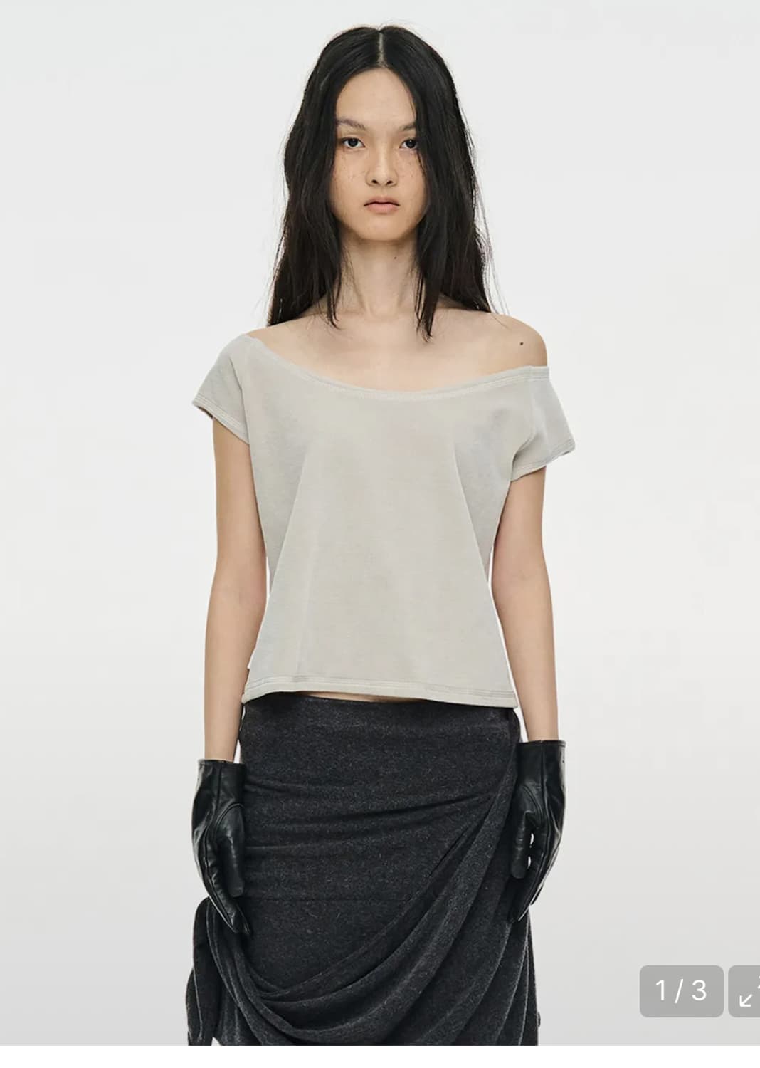 CERRIC VELVET RAGLAN TOP LIGHT GRAY OS 상품이미지1