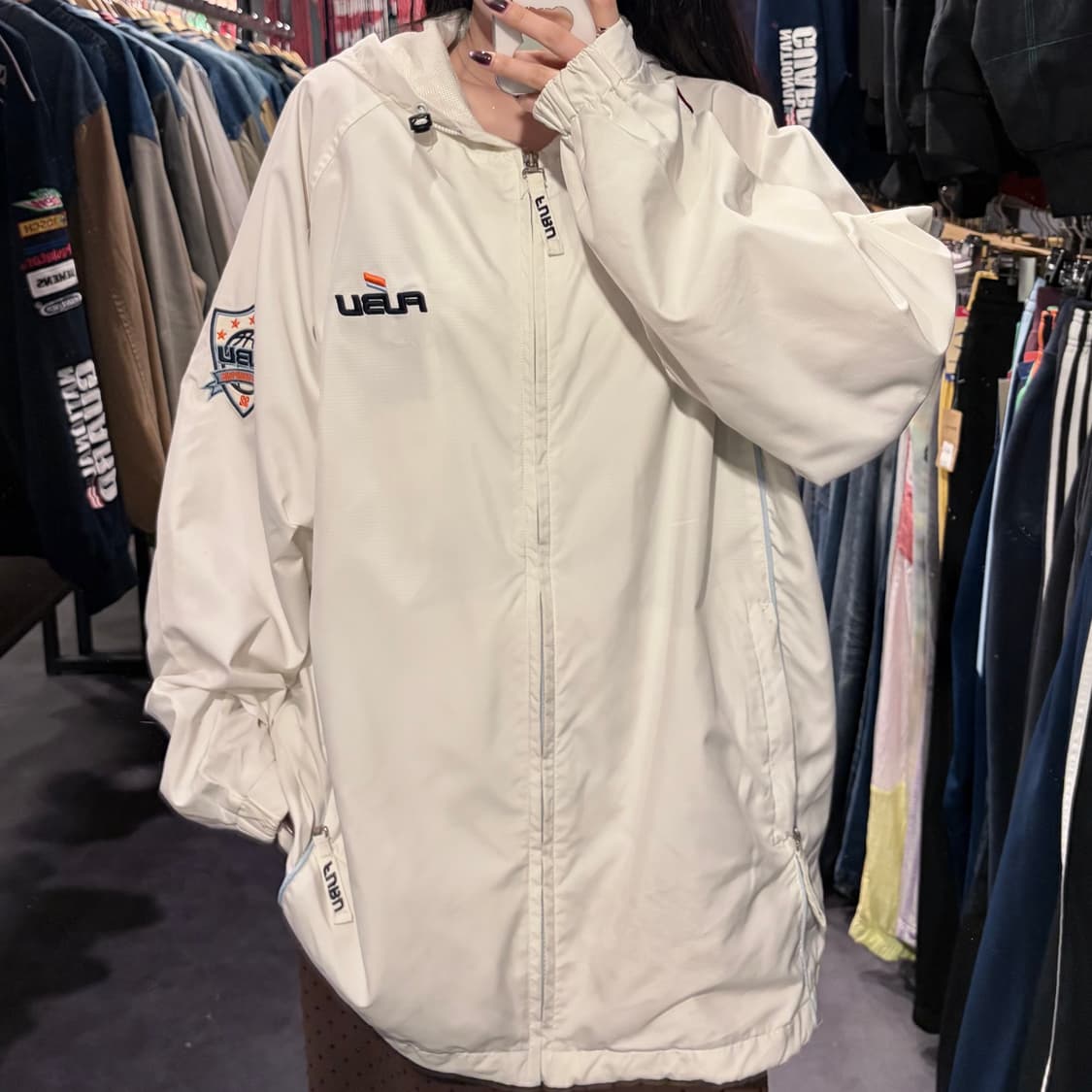 [IM] FUBU 후부 로고 후드 바람막이 화이트 상품이미지2