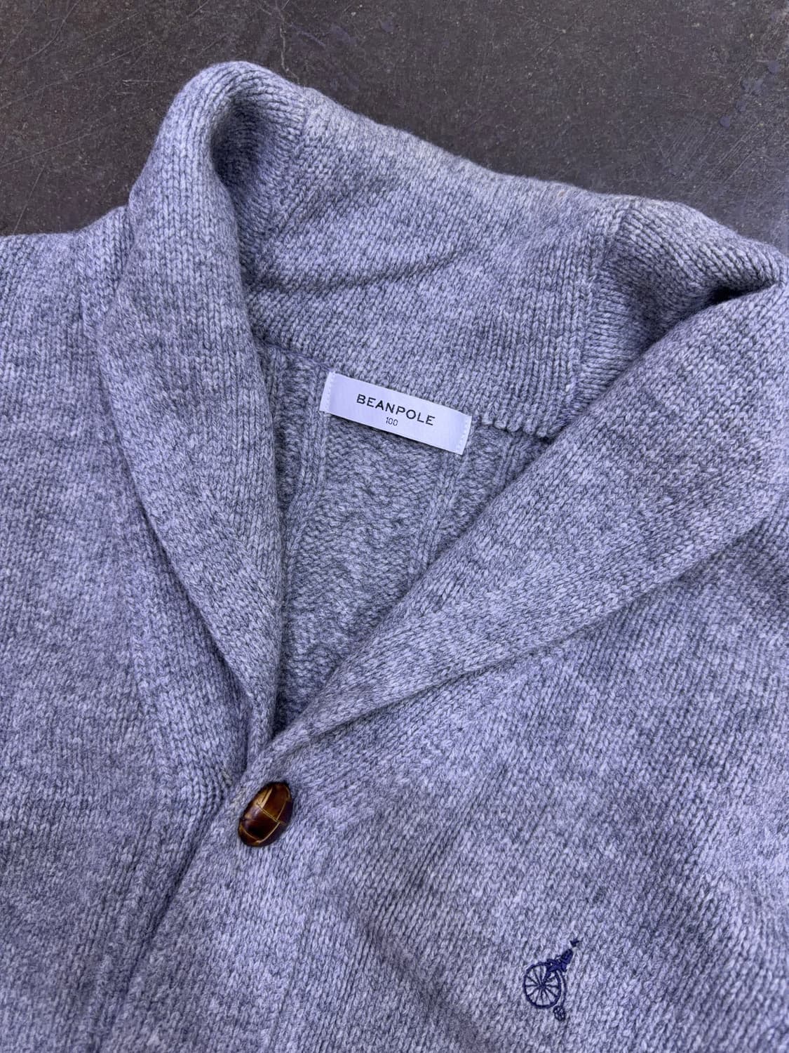 빈폴 클래식 숄카라 패치워크 니트 스웨터 가디건 그레이 100 상품이미지3