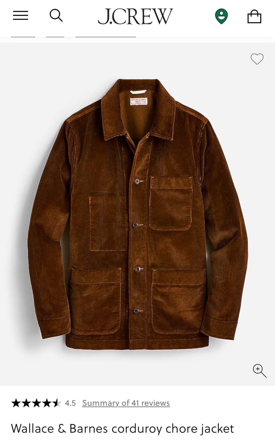 제이크루 왈라스앤반스 코듀로이 자켓 M 상품이미지1