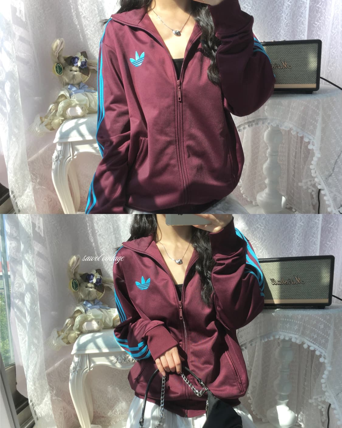 Adidas old school burgundy-baby blue jer 상품이미지1