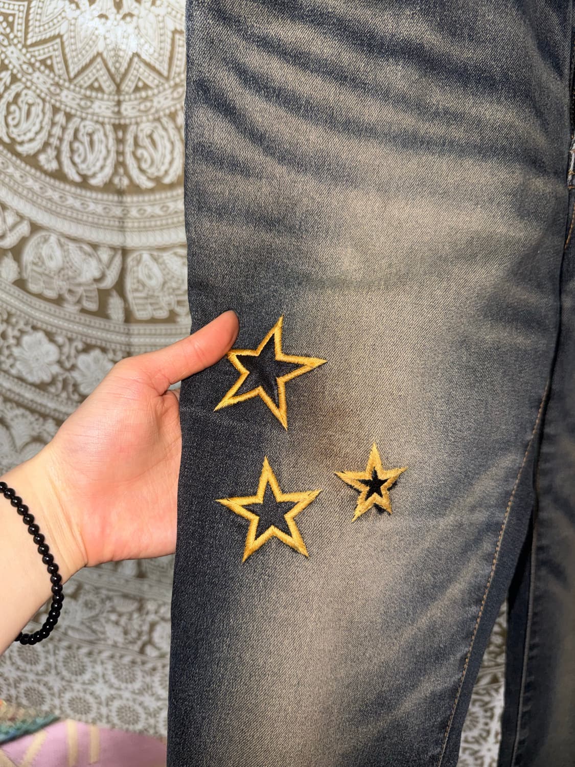 INTERFLOW 스판 스타 자수 워싱 부츠컷 데님팬츠 상품이미지4