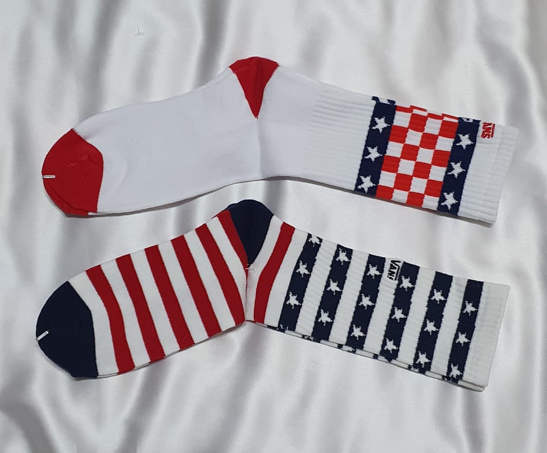 화이트 레드 네이비 반스 스트라이프 체크 스타 별 양말 상품이미지5