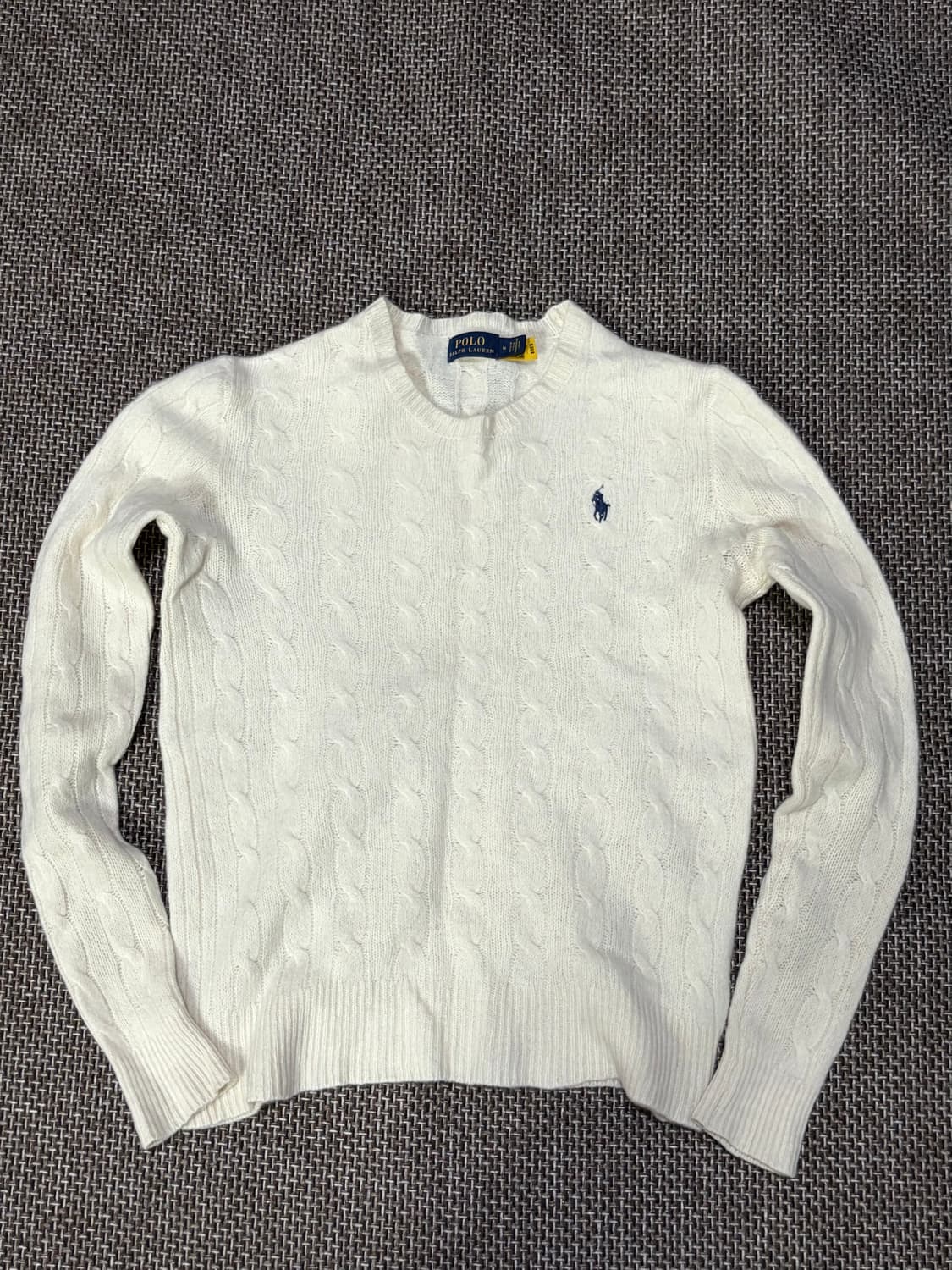 폴로 랄프로렌 화이트 케이블 니트 네이비포니 상품이미지2