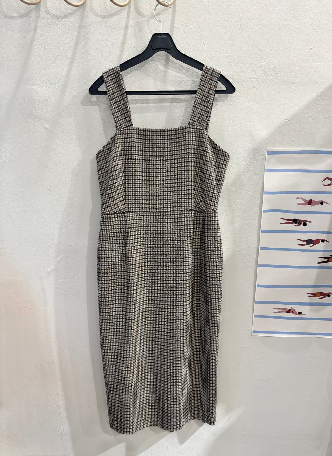 vintage 어깨끈 체크 원피스 상품이미지1