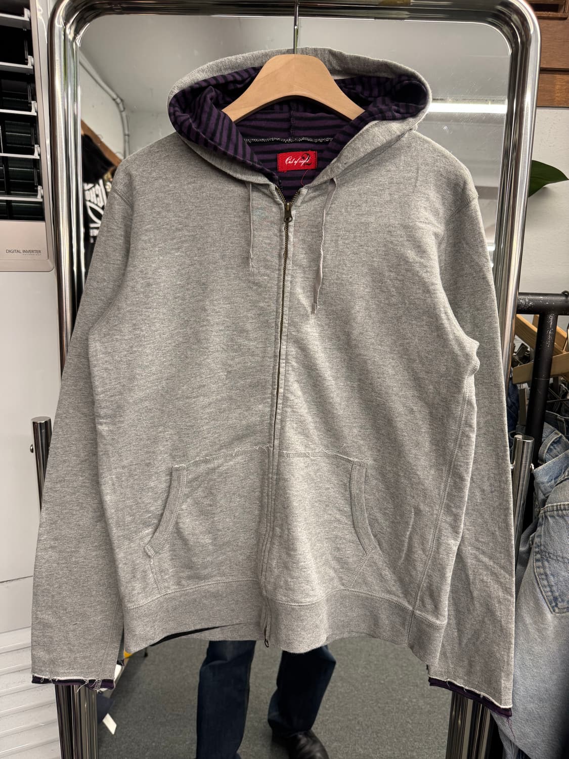 japanese vintage 스트라이프 레이어드 투웨이 후드 집업 상품이미지1