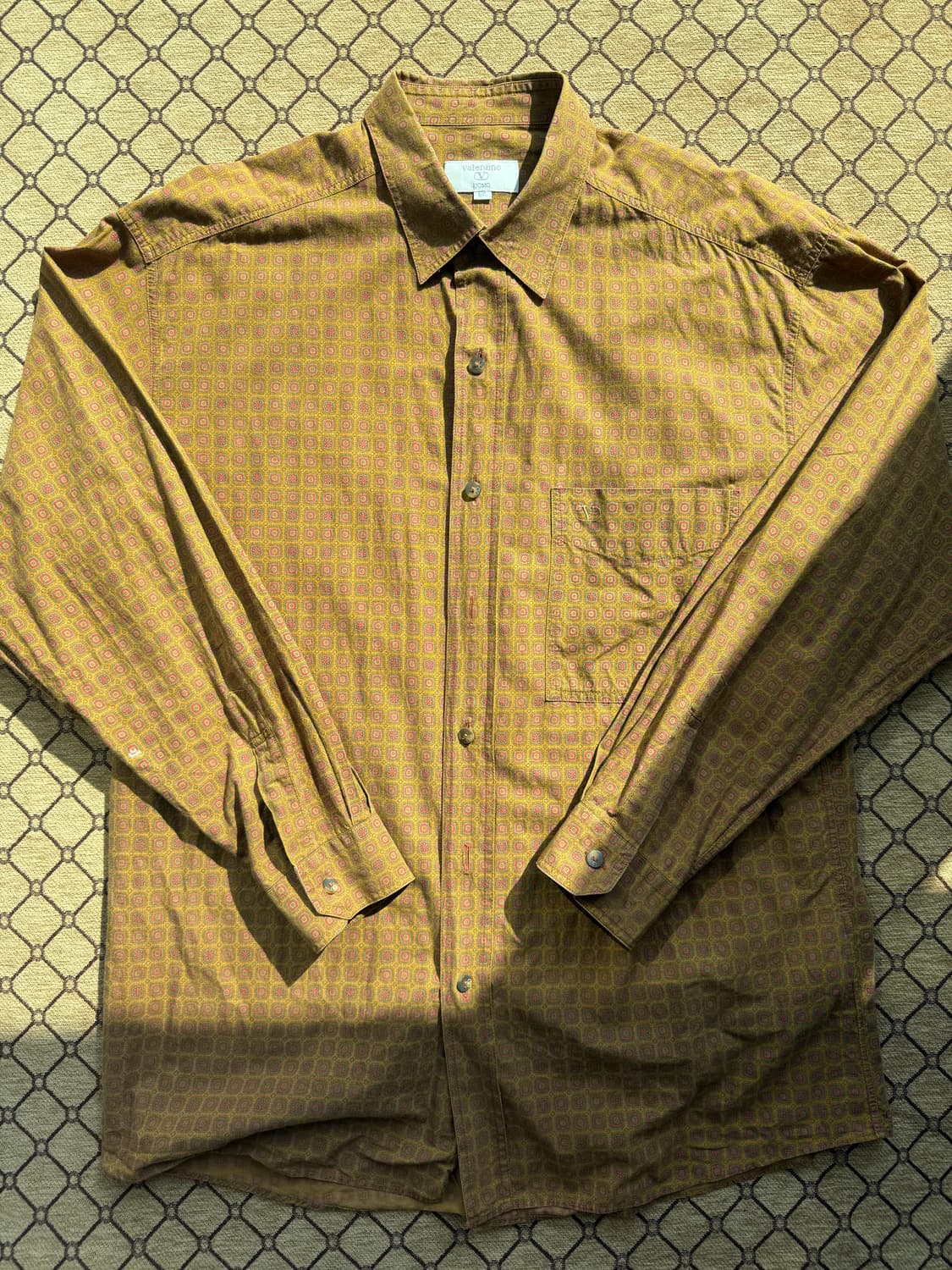 Valentino 옐로 브라운 패턴 셔츠 상품이미지2