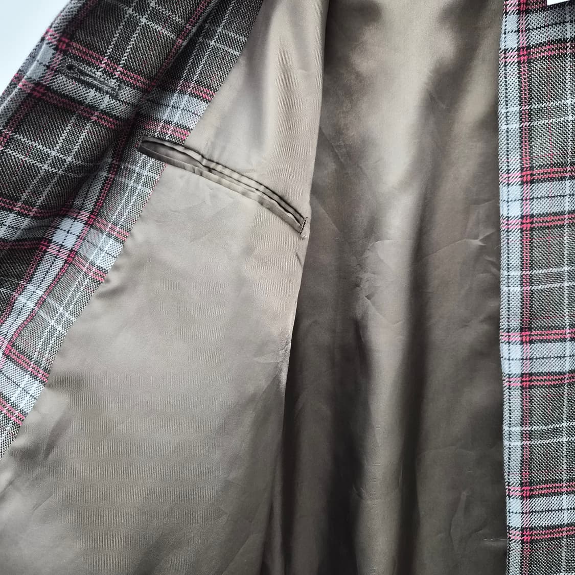 매킨토시 체크 롱 코트 브라운 여성 L 상품이미지5