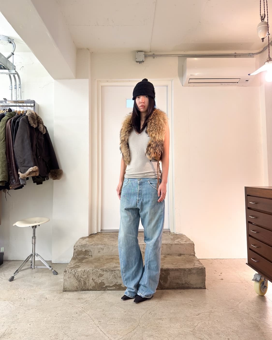 Vintage  Leopard  Fox fur Vest/ Os 상품이미지6