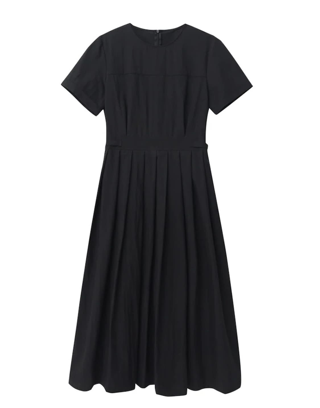 에트몽 etmon 플리츠 바스락 반팔 카브라 핀턱 롱 원피스 블랙 M 상품이미지7