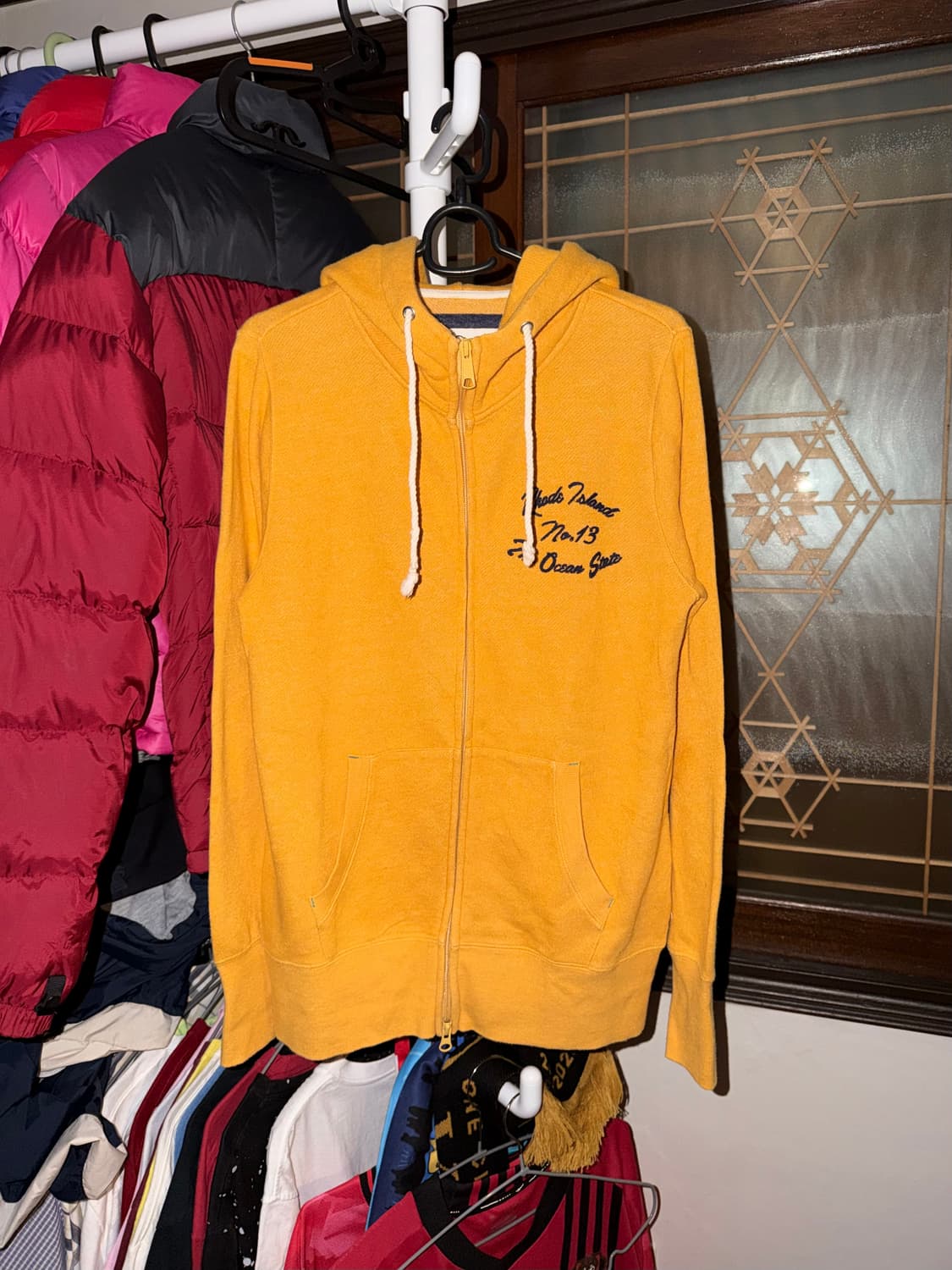 Back Number Latter 백 넘버 후드집업 옐로우 Y2K 상품이미지1