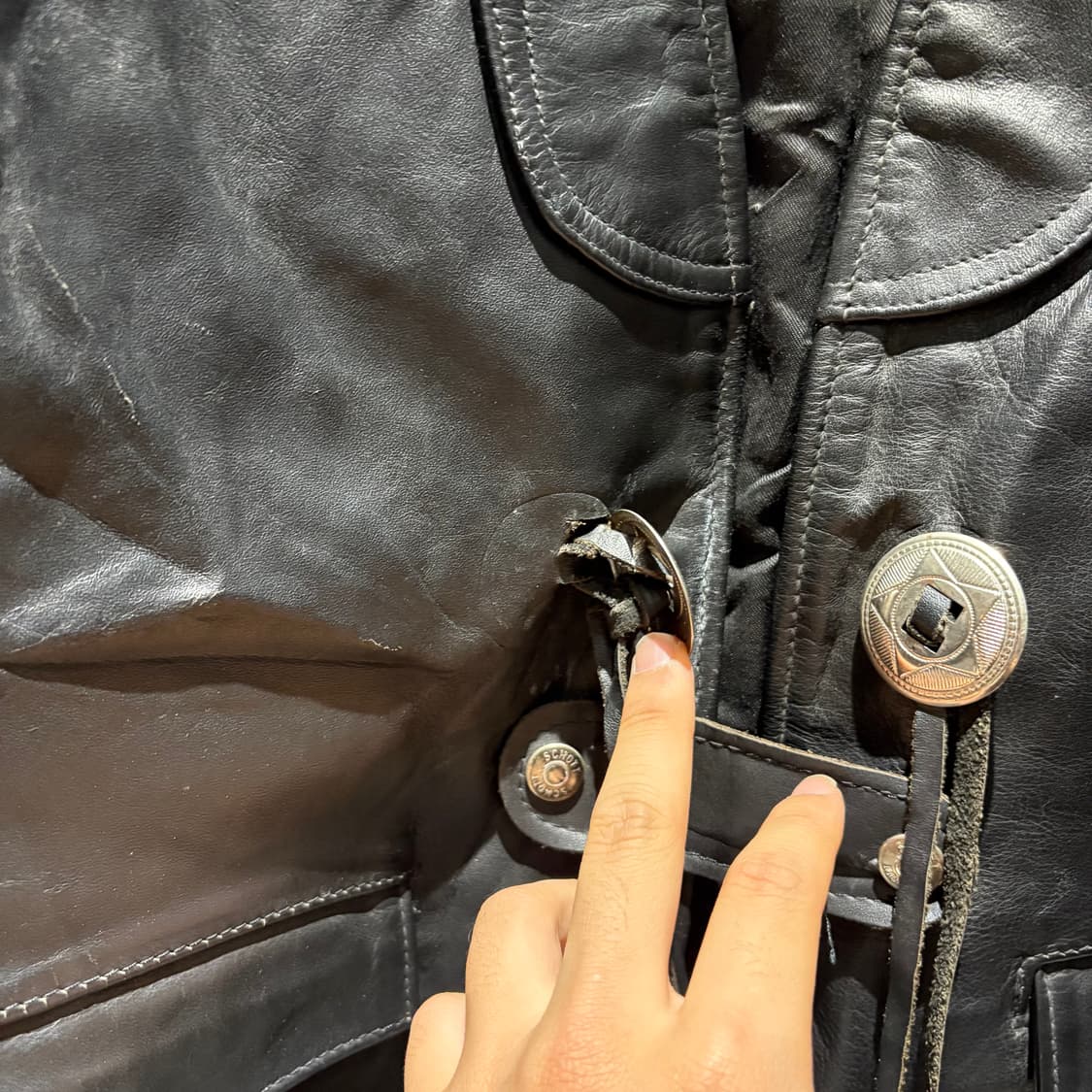 90s Schott WESTERN 쇼트 웨스턴 레더 가죽 베스트 상품이미지4