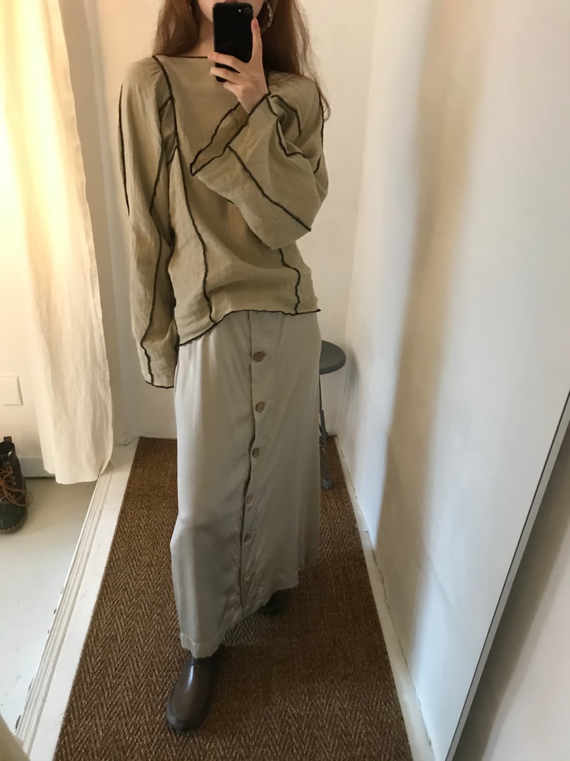 button silk long skirt 상품이미지2