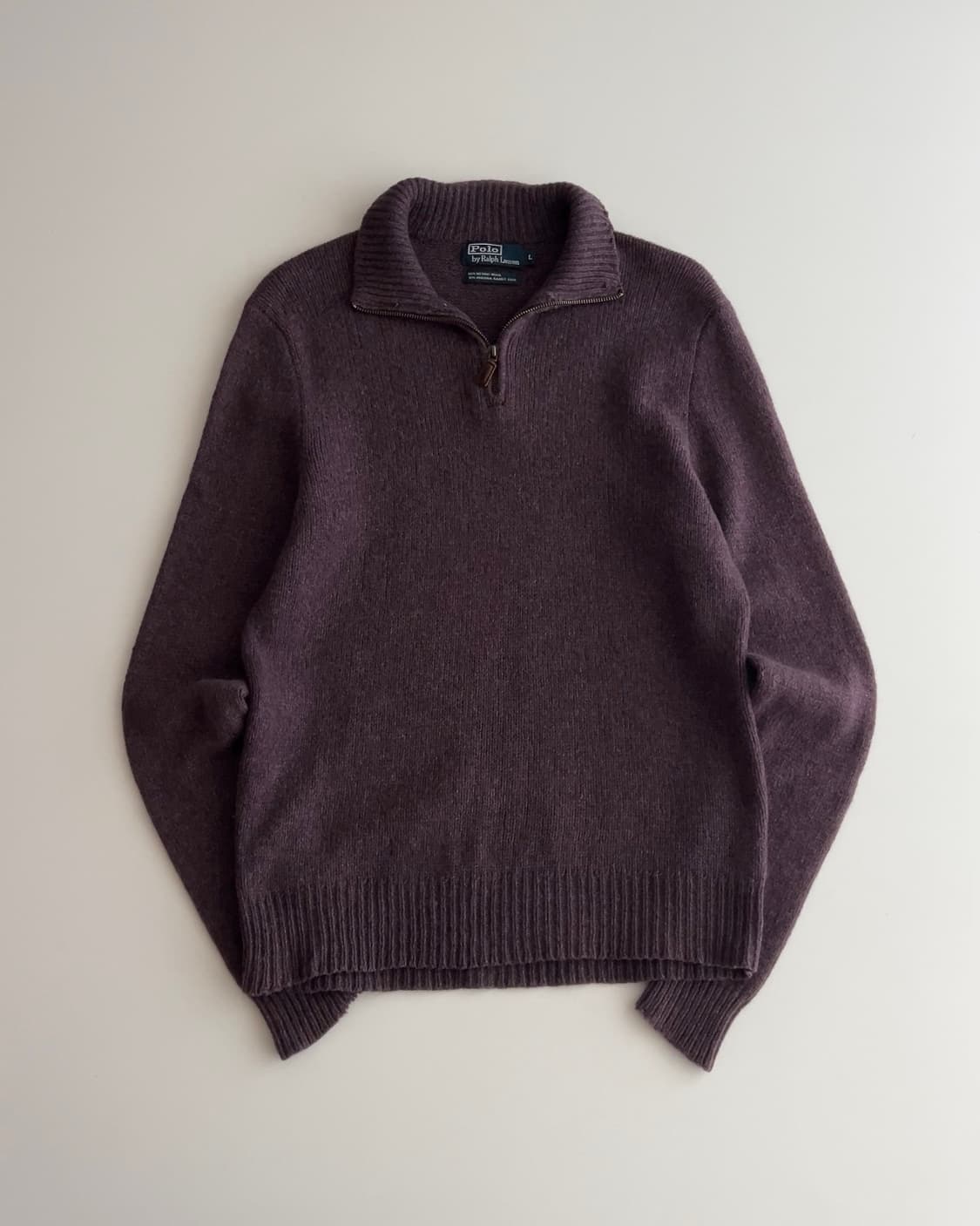 폴로 랄프로렌 메리노울 앙고라 반집업 니트 L 상품이미지1