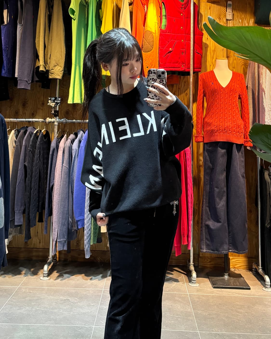 M 캘빈클라인 스펠링 블랙 니트 상품이미지1