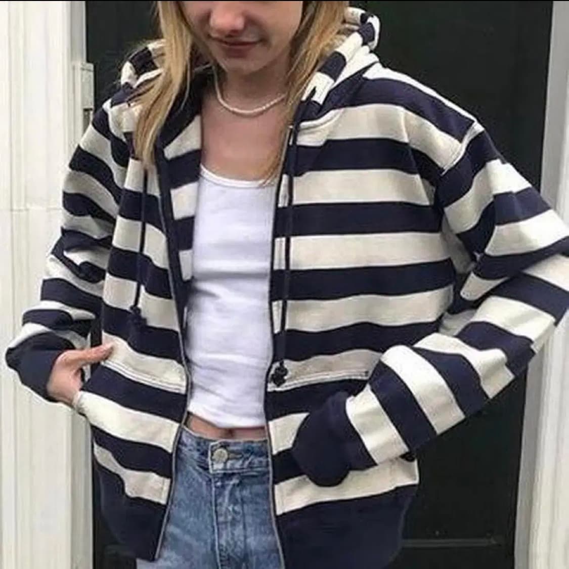 브랜디멜빌 스트라이프 기모 후드집업 상품이미지3