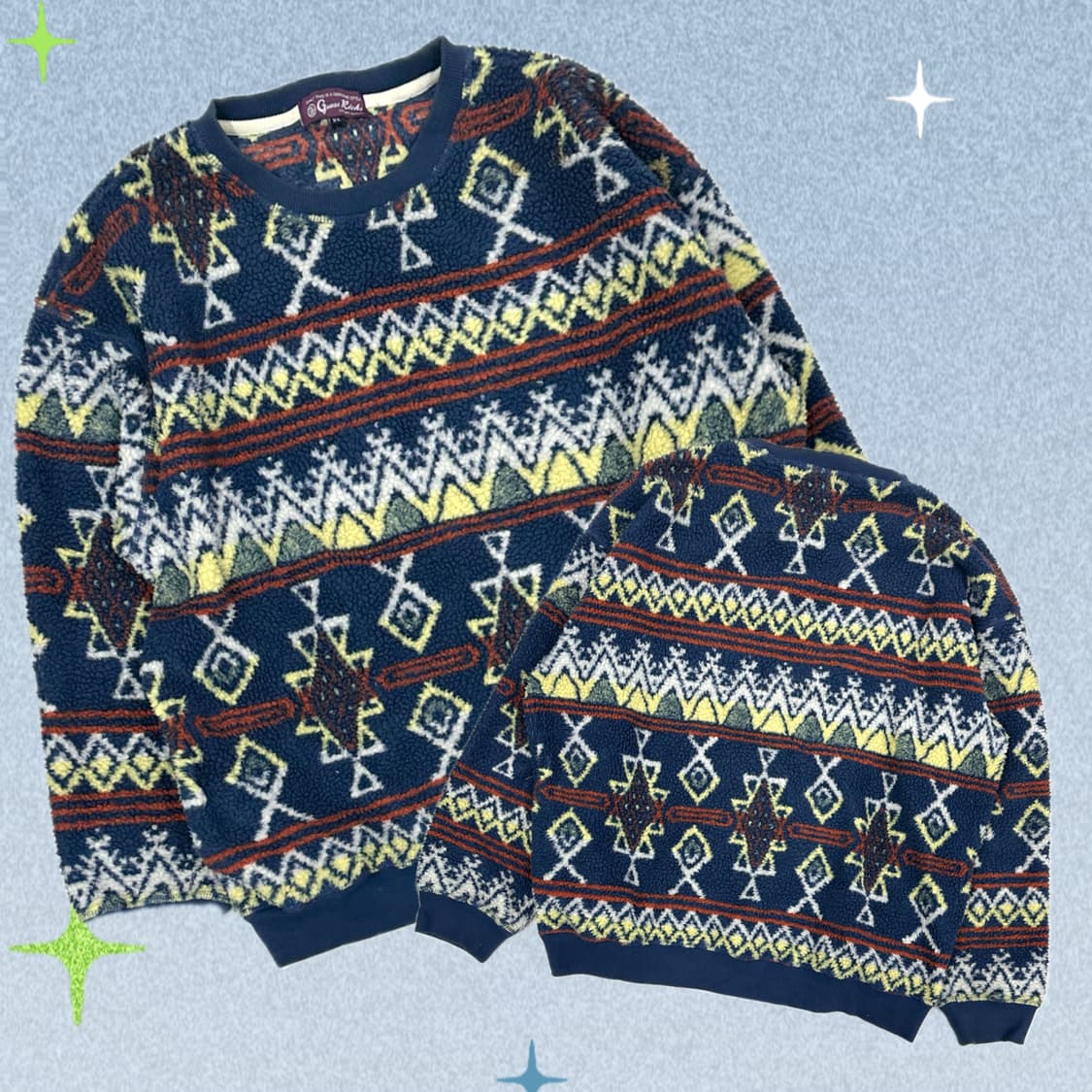 노르딕 플리스 라틴 히피 패턴 맨투맨 뽀글이 캠퍼 겨울 상품이미지1