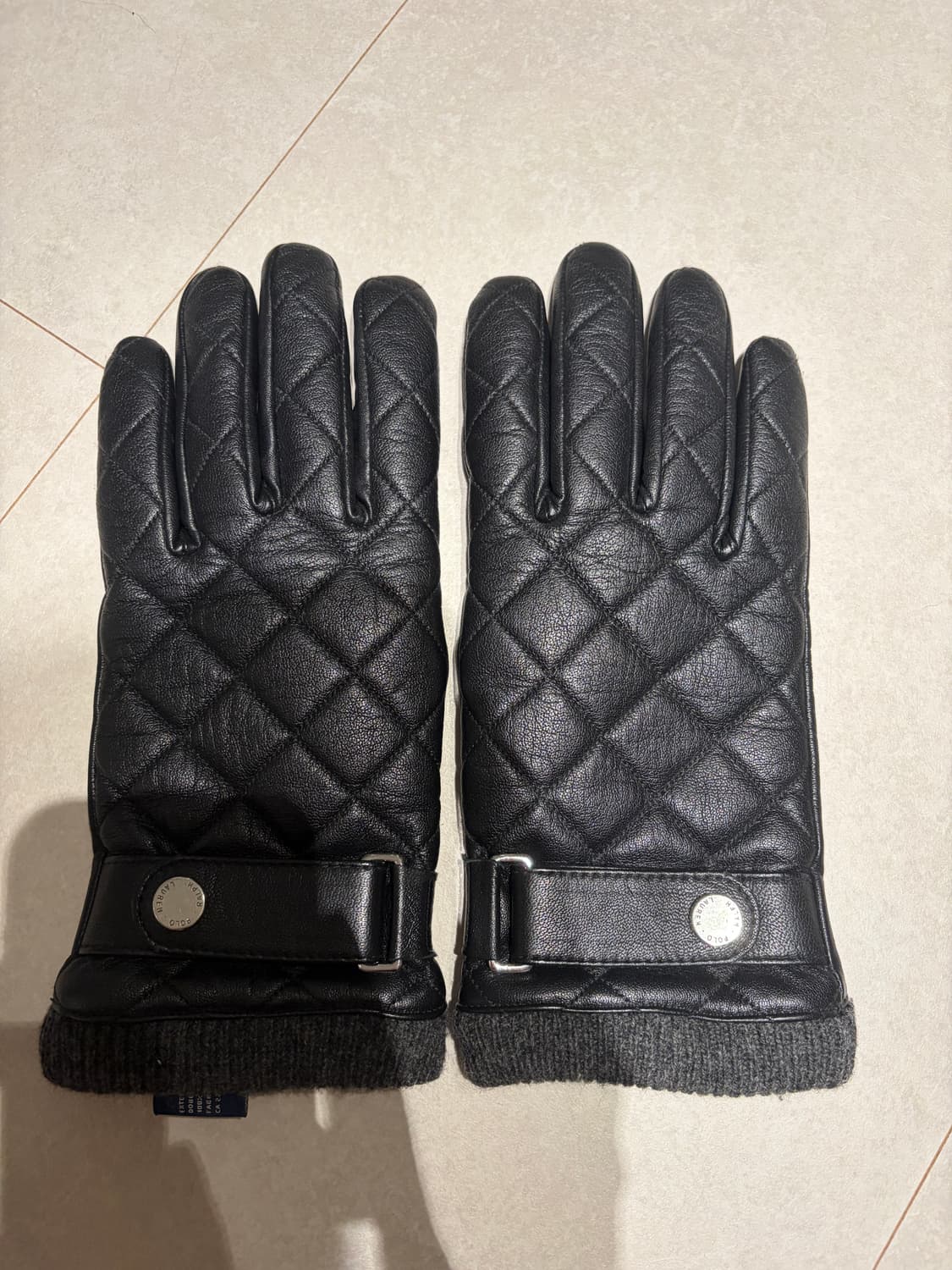 폴로 랄프로렌 퀄팅 가죽장갑 블랙 m  상품이미지1