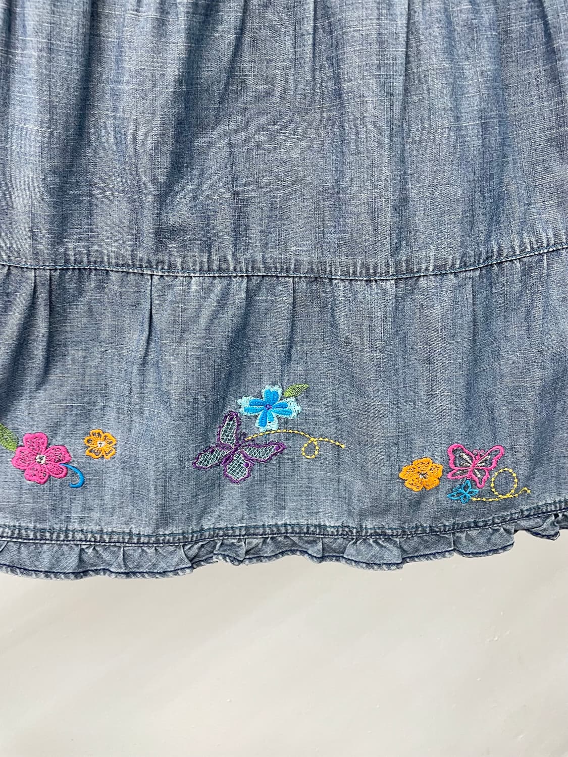 키치 데님 자수 프릴 스커트 상품이미지6