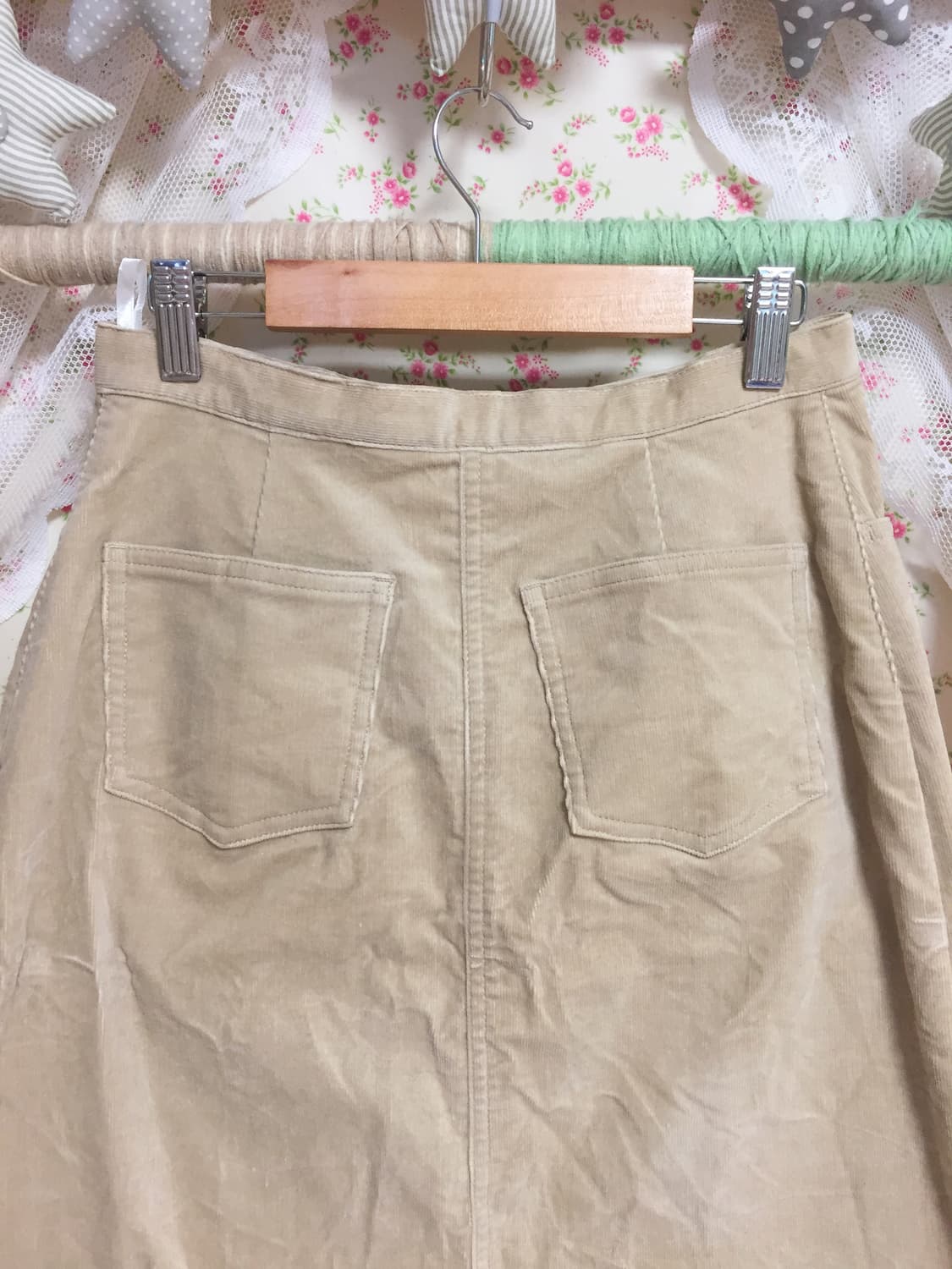 빈티지 모리걸 베이지 골덴 스커트 상품이미지3