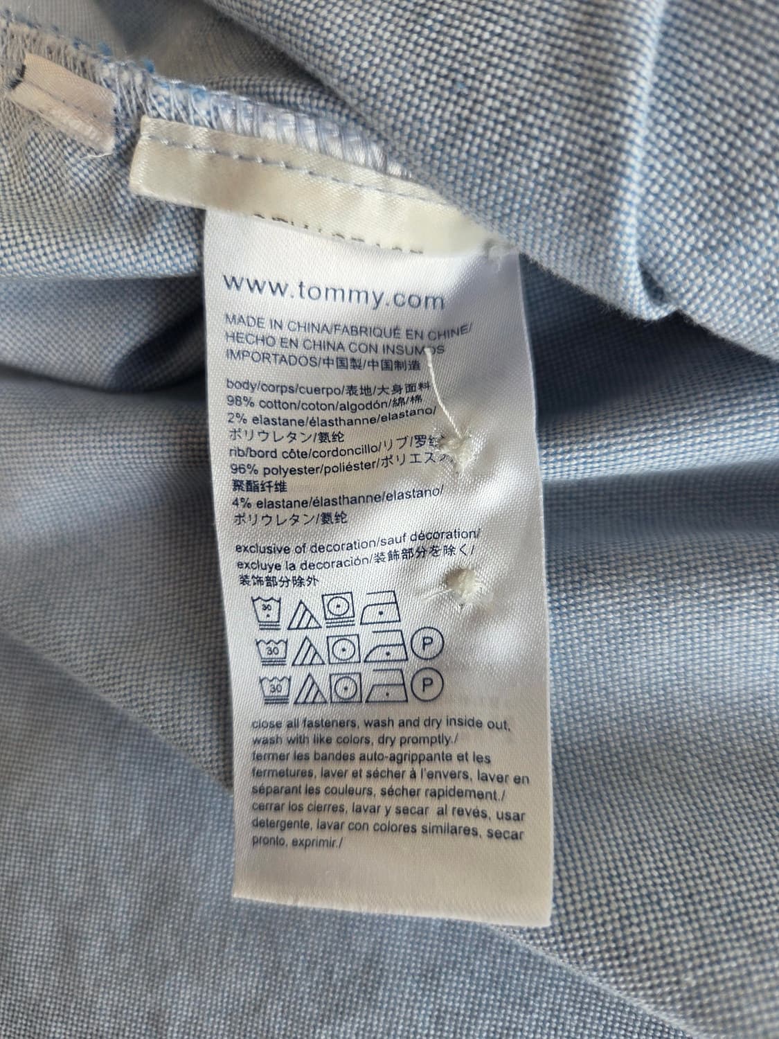 타미힐피거 옥스포드 타미힐피거 스트라이프 셔츠 연청 M 상품이미지5