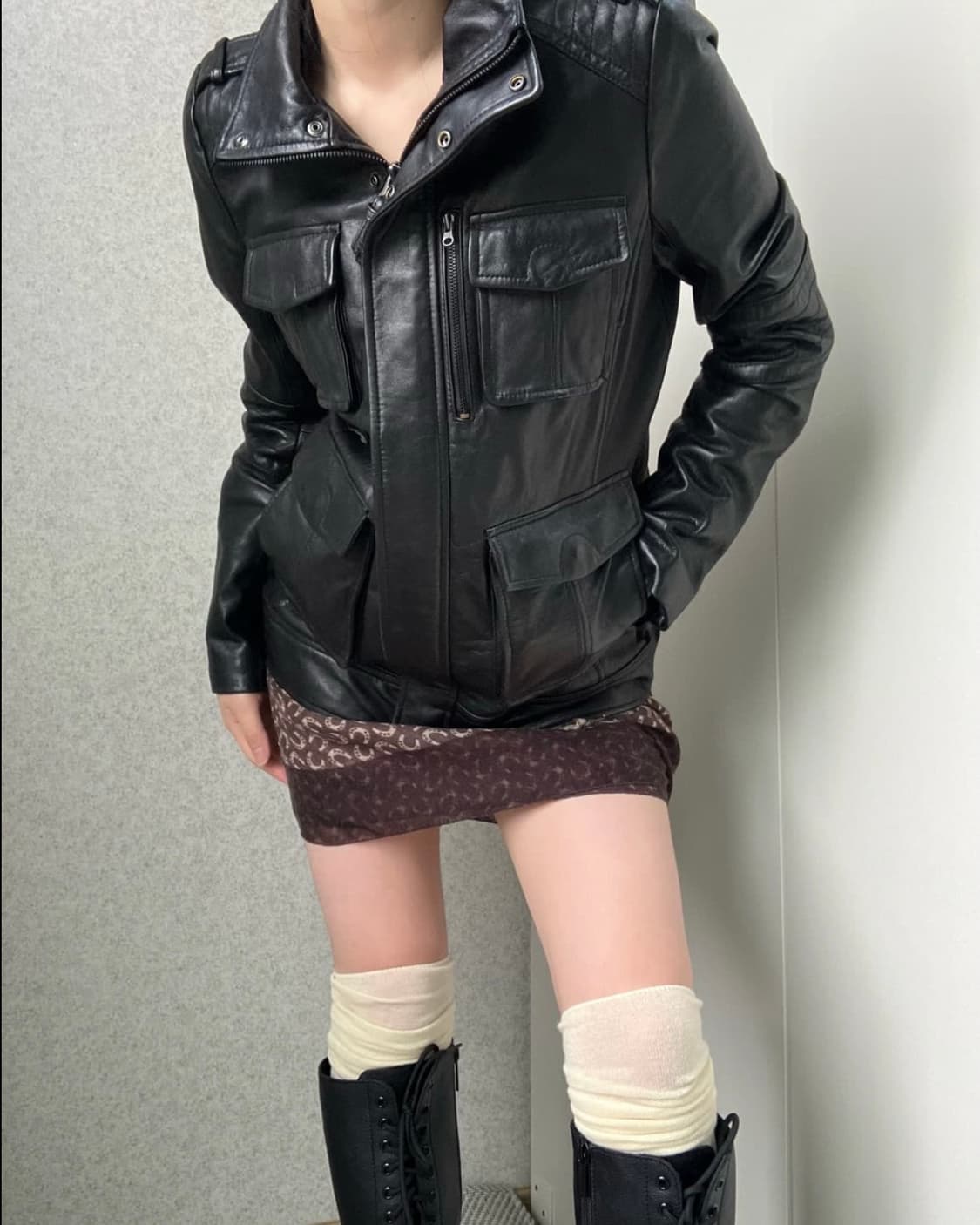 빈티지 레더 자켓 블랙 상품이미지3