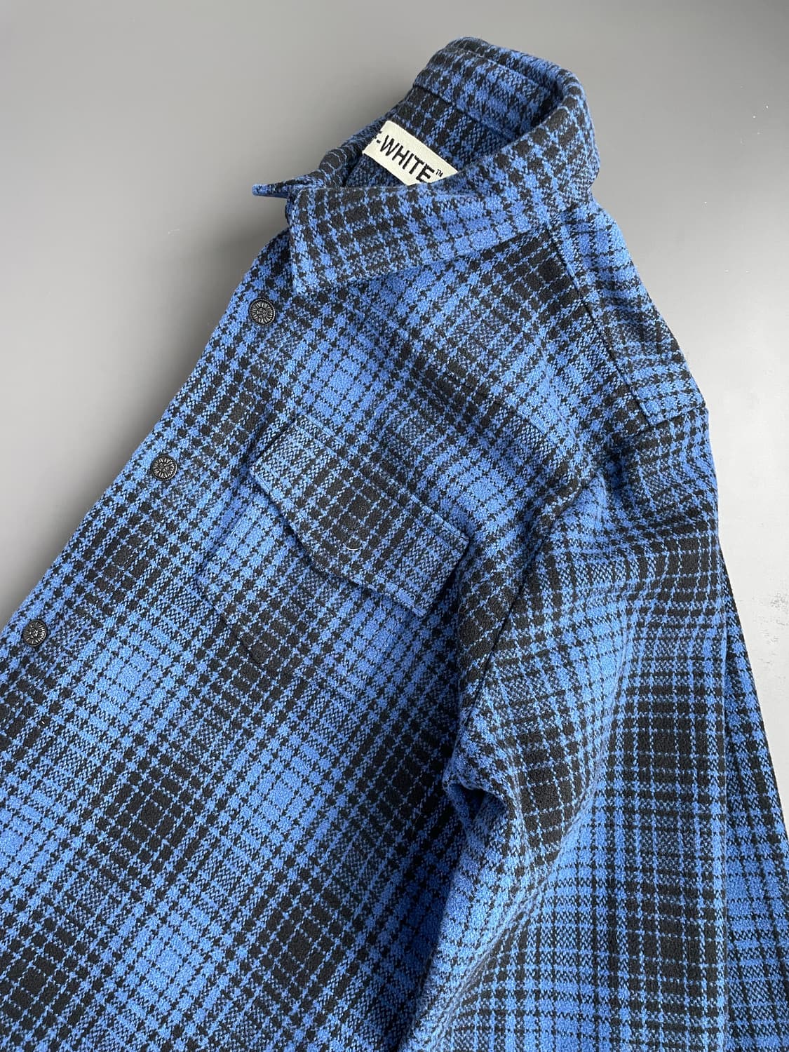 [L] 오프화이트 플란넬 체크 타탄 셔츠 상품이미지3